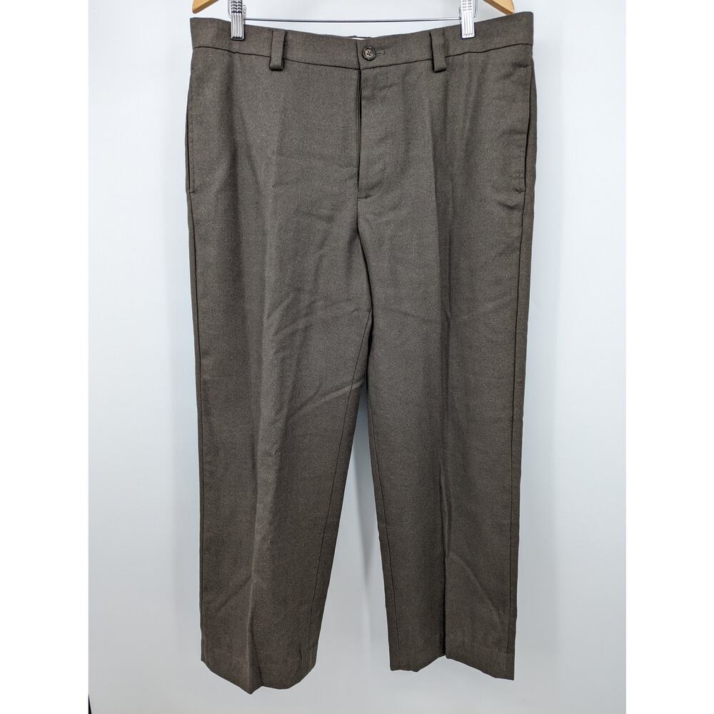 Vintage LL Bean Mens 100% Wool Pants Khaki Tan Comfort Waist Brown Size 36W